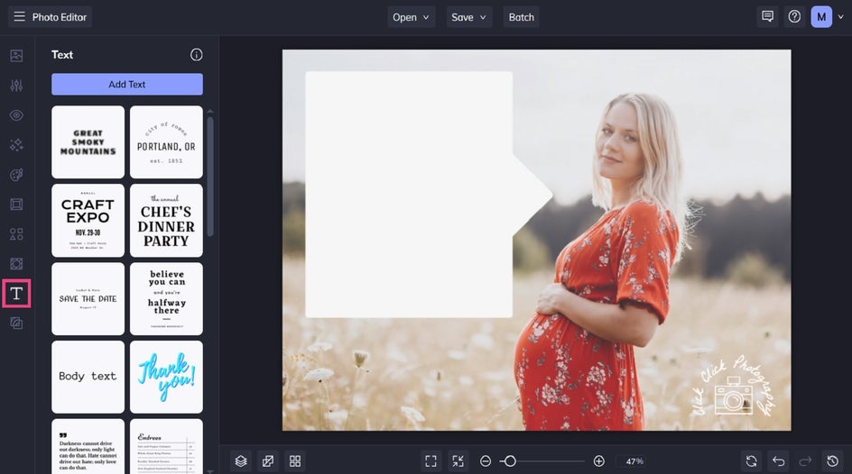 Adding text to a speech bubble 