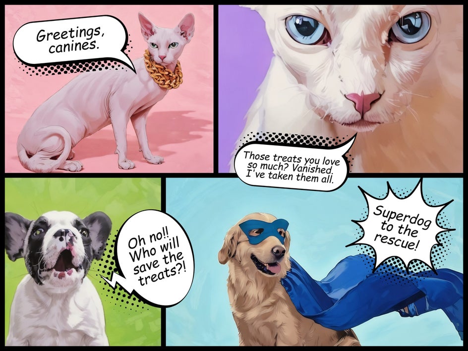 Funny animal comic using speech bubbles