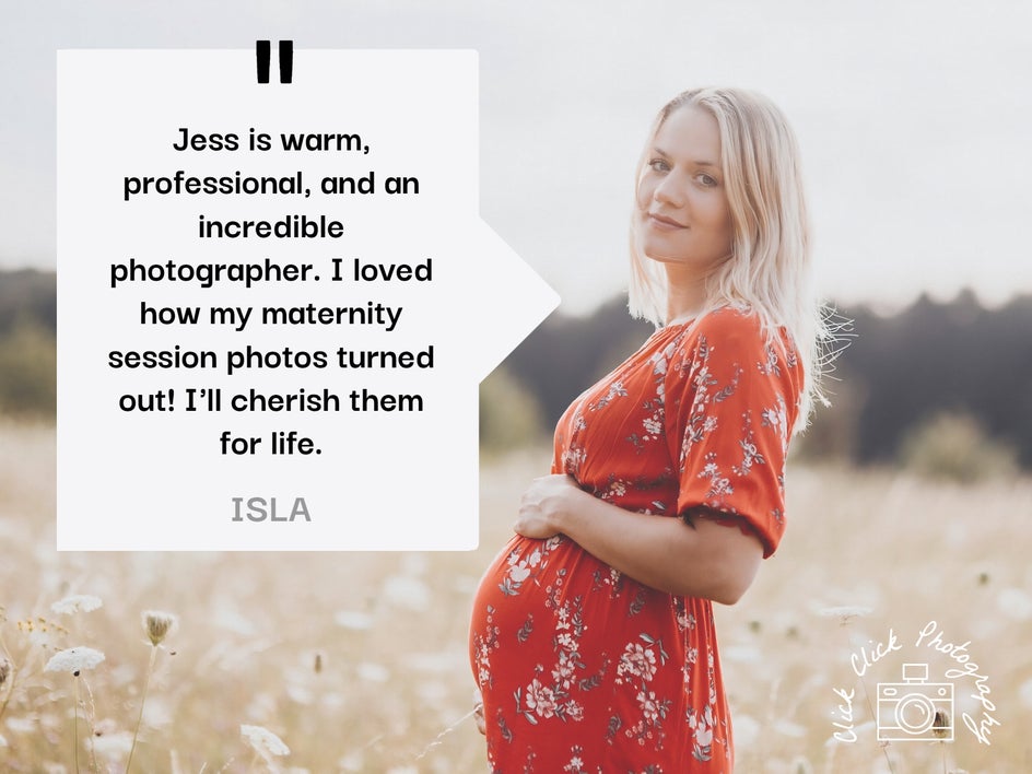 Client testimonial using speech bubble graphic