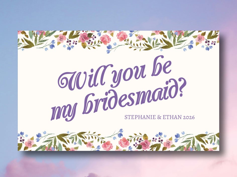 Floral design with graphics for Bridesmaid card