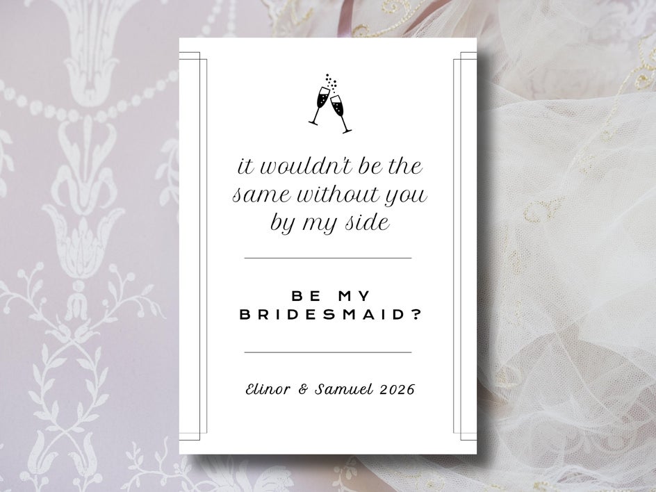 Minimalist black and white bridesmaid card