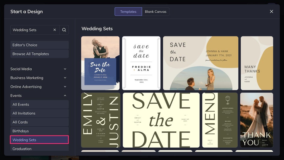 Wedding Sets template library