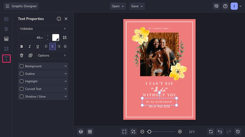 Customize text with bridesmaid proposal