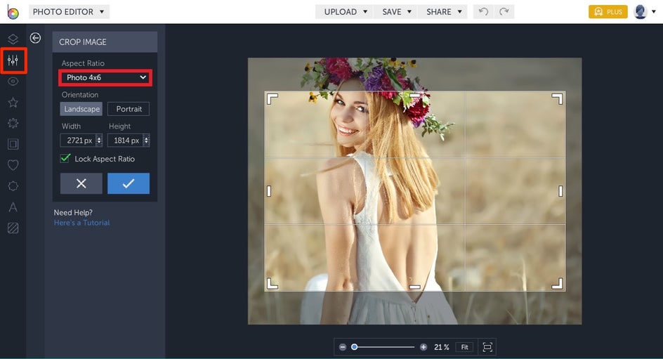 how to crop photo for printing in BeFunky