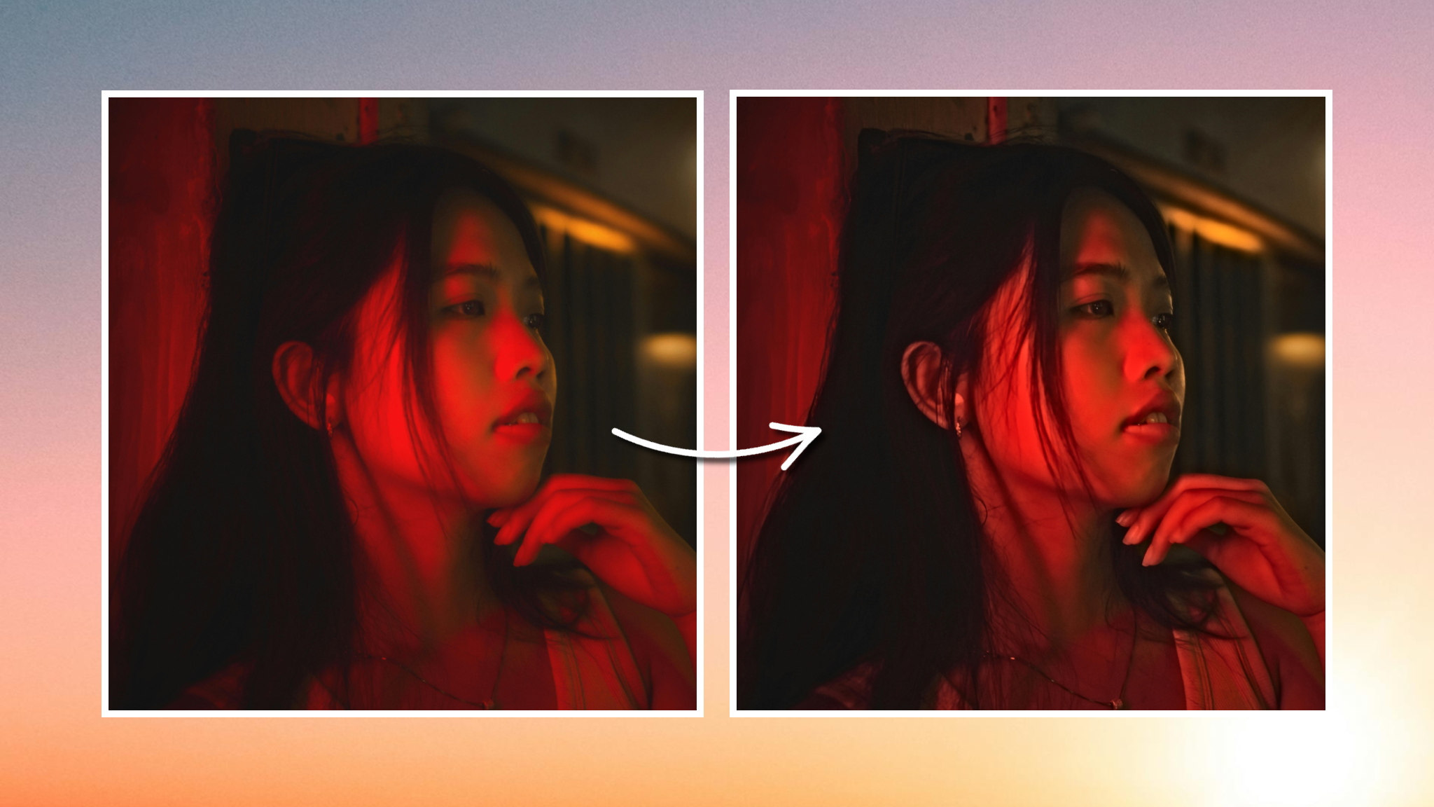 Clarity featured image with before and after of portrait