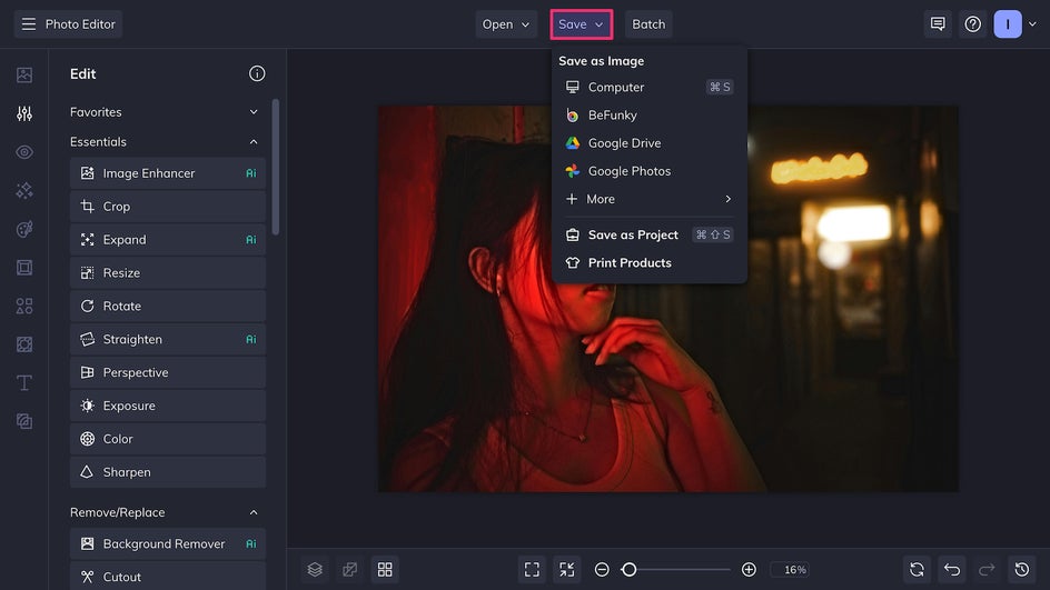 Save button highlighted after applying Clarity tool