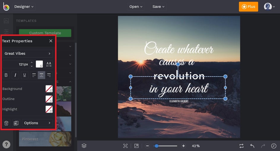 how to design instagram quotes in beFunky