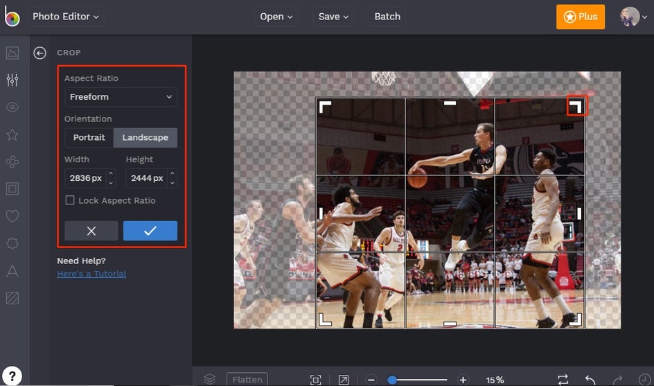 how to crop photos in BeFunky