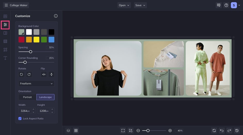 Customize background of collage layout for Facebook