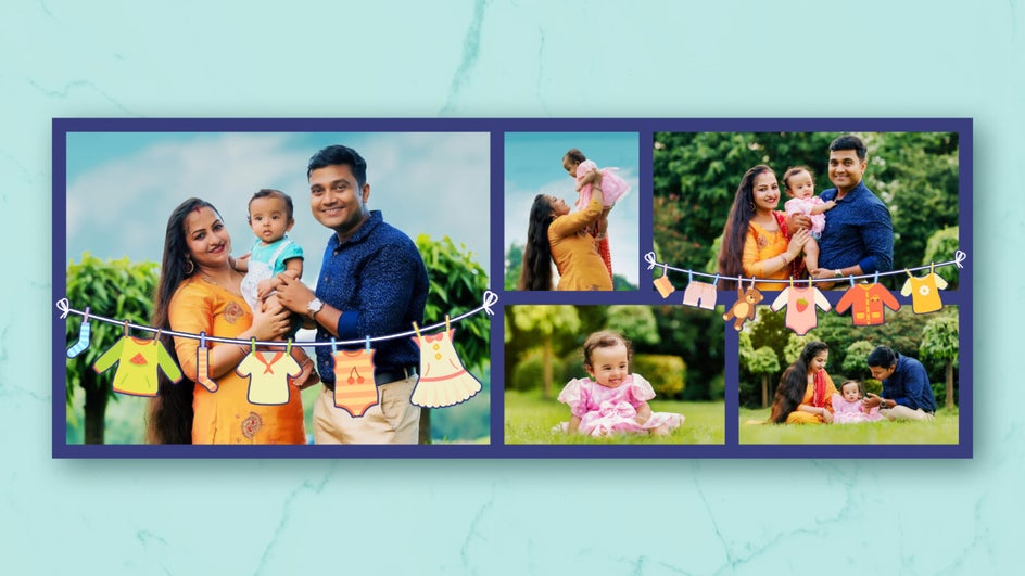 Family photo collage for facebook using fun graphics and touch up tools