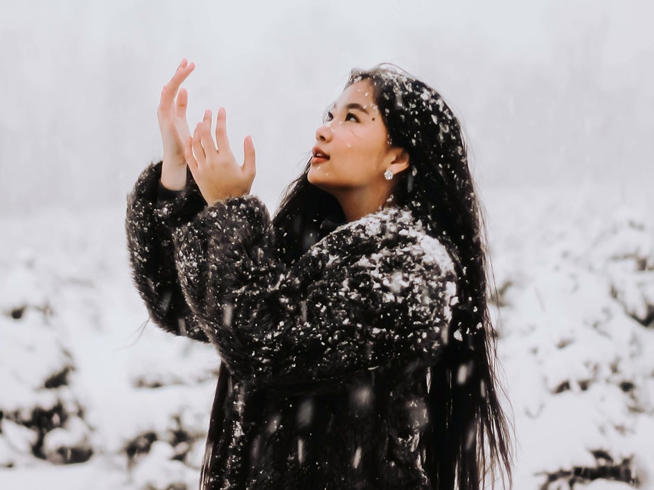 After adding a color grading effect to a winter snow portrai