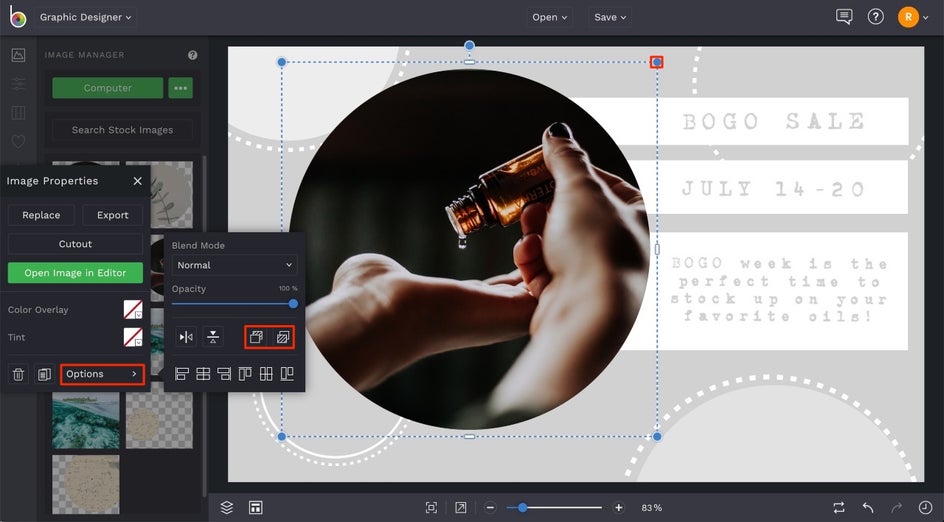 how to design with circle images in beFunky