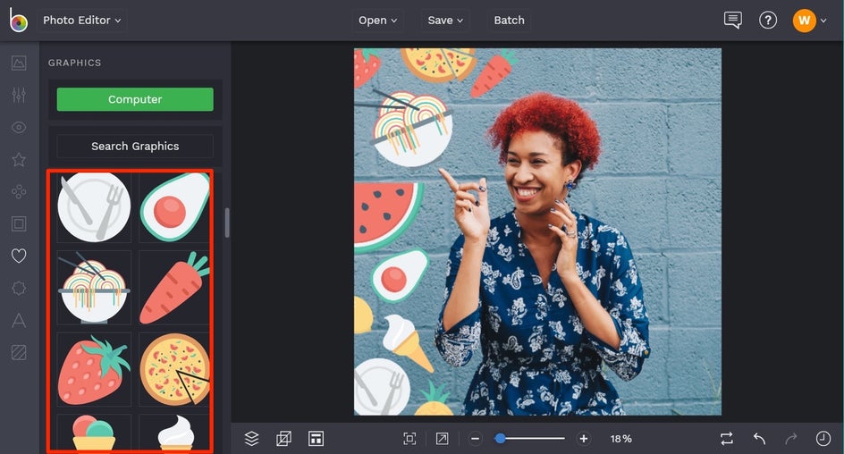 how to add graphics to photos in BeFunky