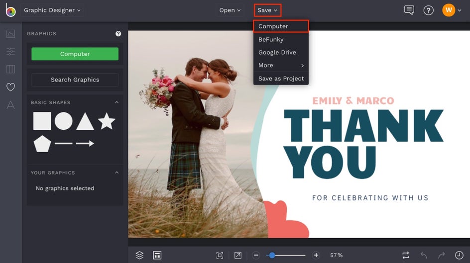 How to save design to Computer from BeFunky