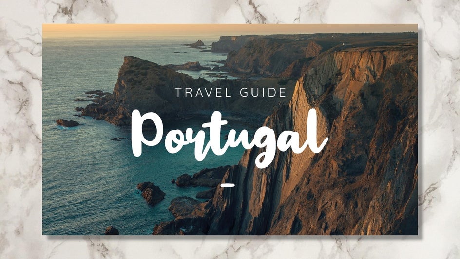 Travel guide Portugal YouTube Thumbnail template with scenic background