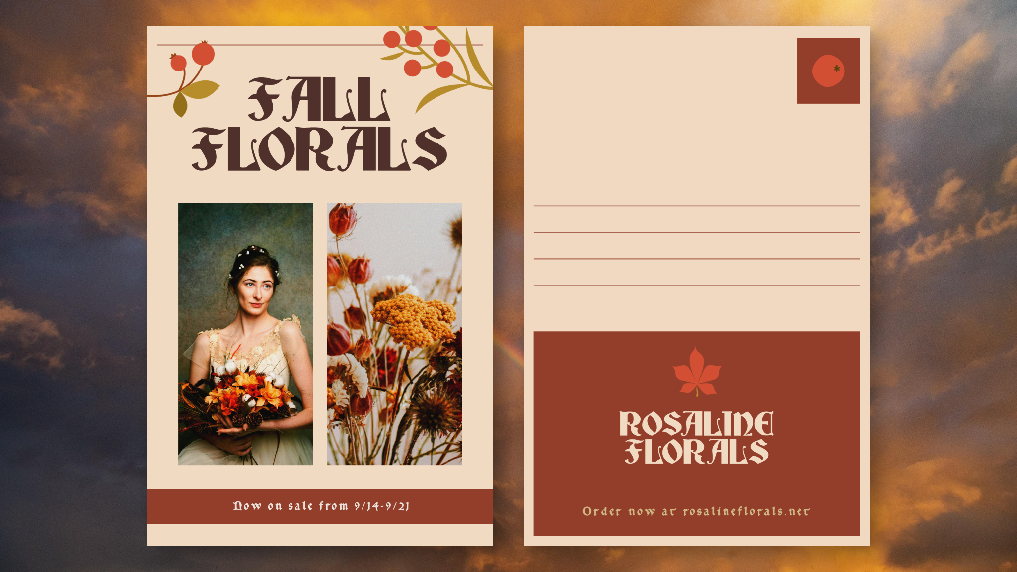 Featured: Postcard Maker for business marketing with example from tutorial for a flower shop