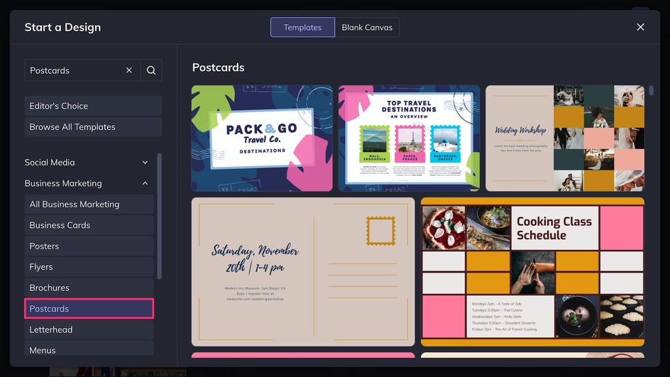 Postcard category of the Graphic Designer