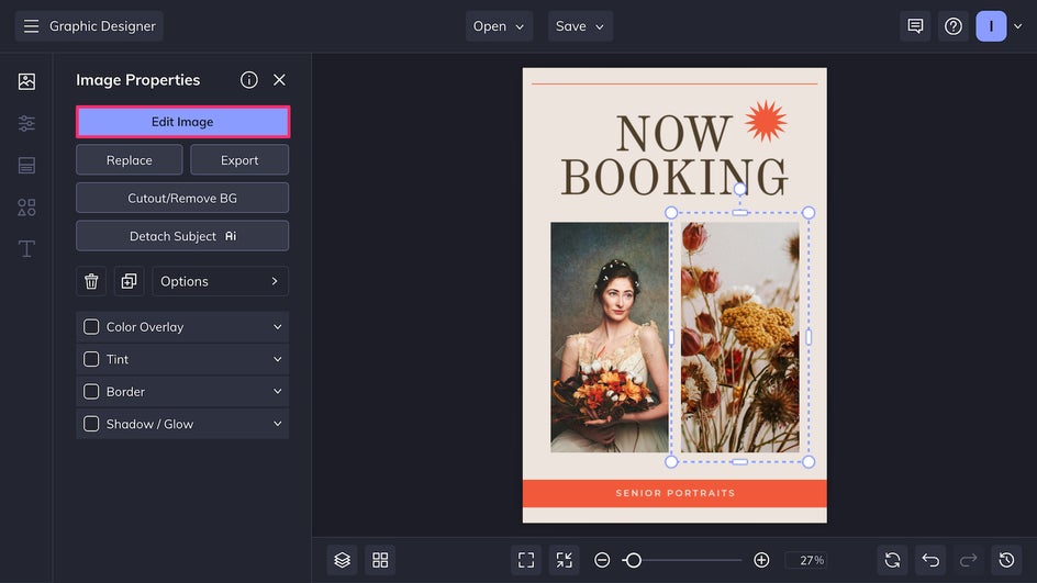 Open any photo in the Photo Editor from the Edit Image button