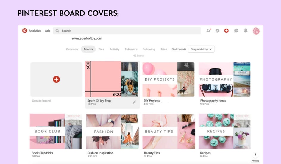 Pinterest Board Cover Sizing