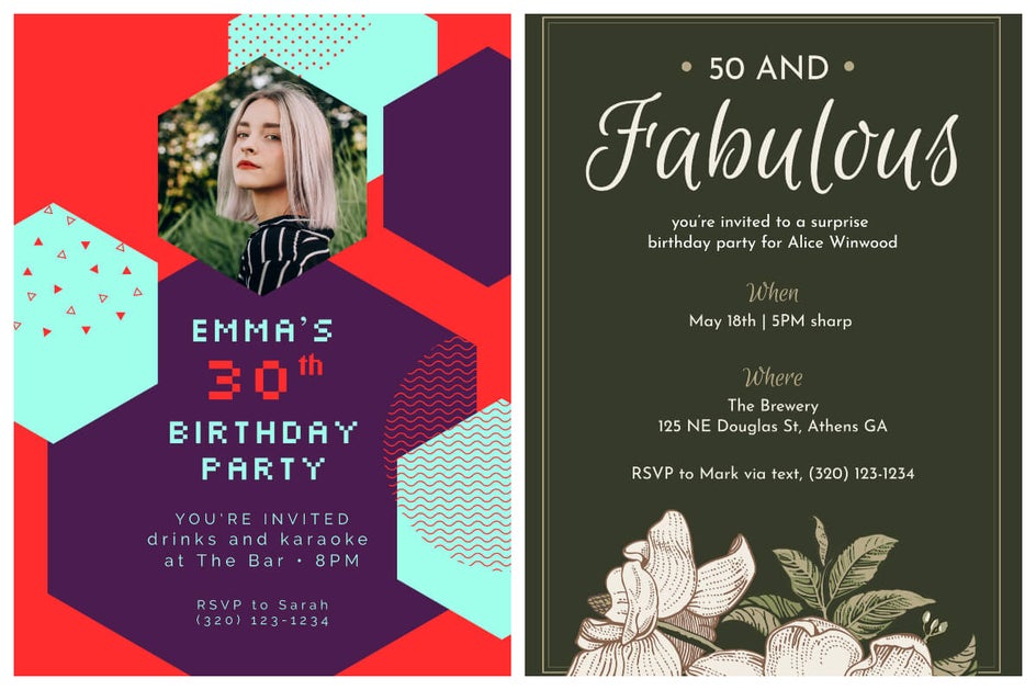 birthday invitation templates by BeFunky