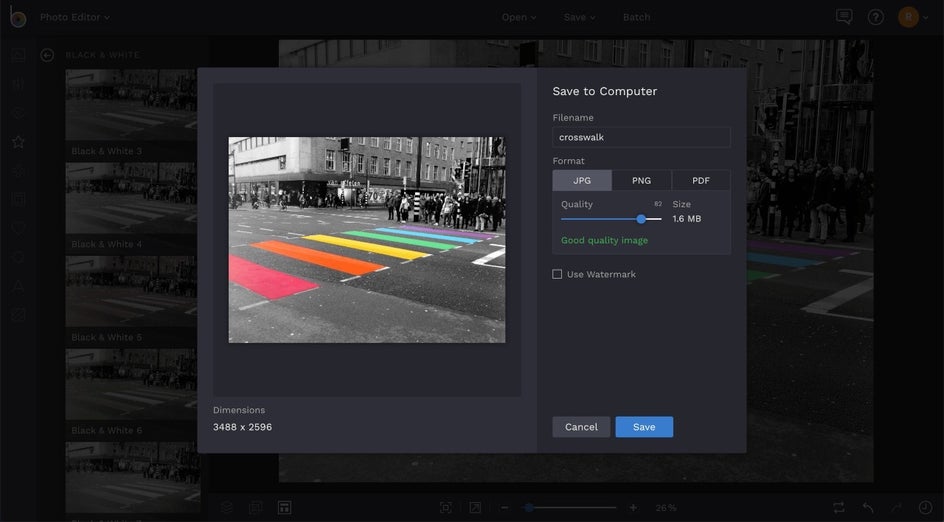 how to save photos in BeFunky