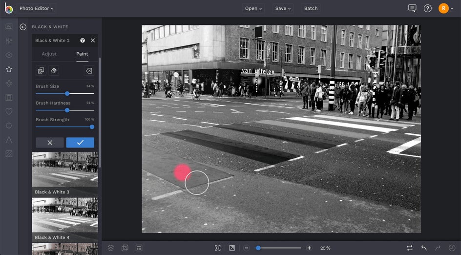brush hardness in paint mode