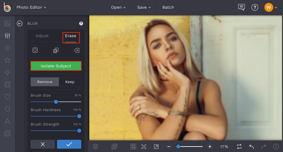 how to blur image backgrounds in BeFunky