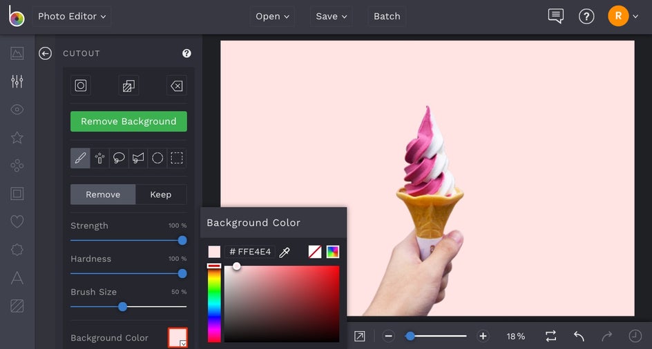 how to create solid colored background in BeFunky