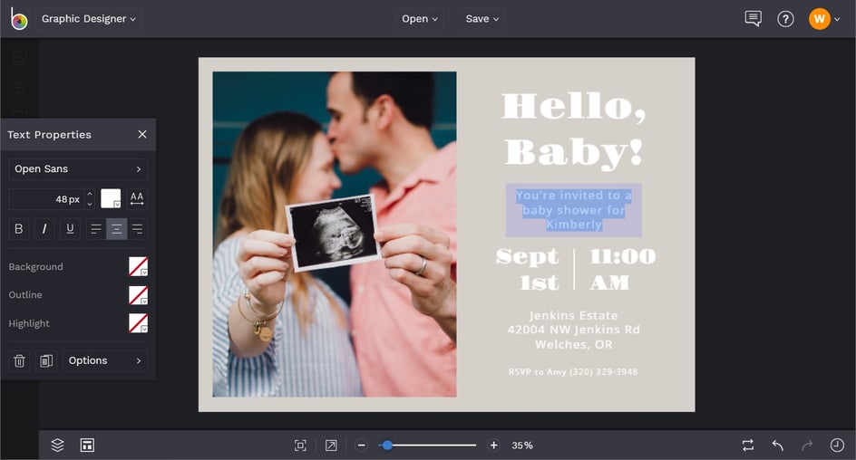 how to create virtual baby shower invitations in BeFunky