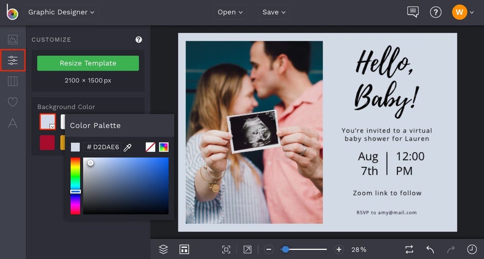 custom virtual baby shower invitations by BeFunky