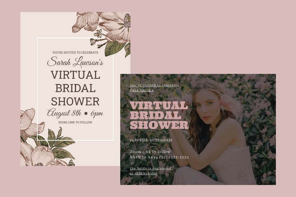 virtual bridal shower invitation templates by BeFunky