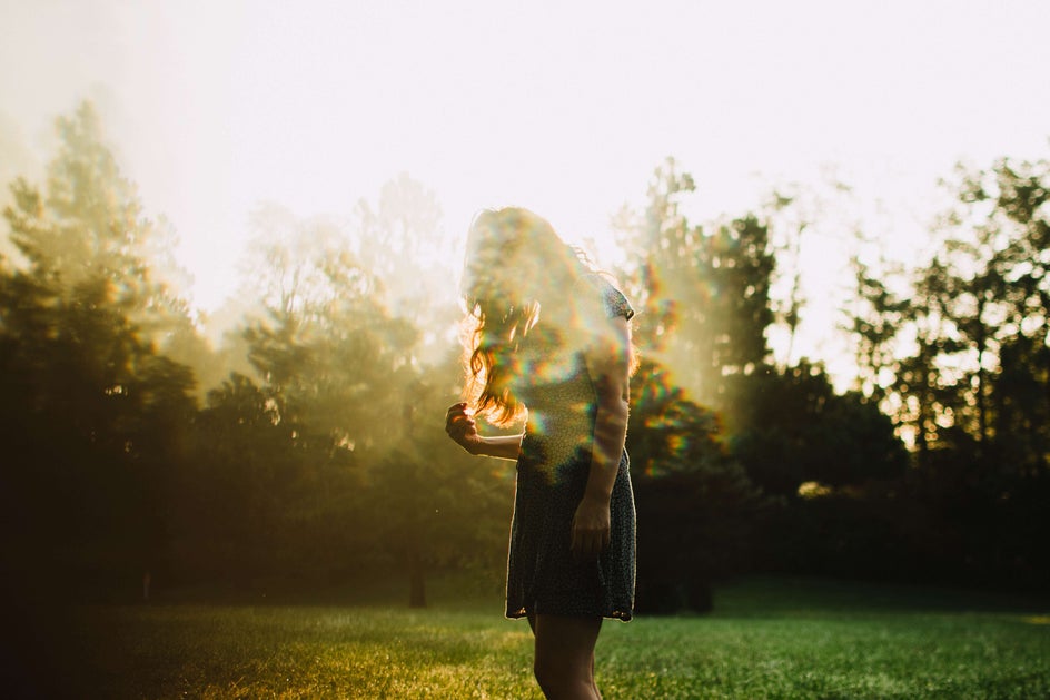Grass, Plant, Flare, Light, Person, Human