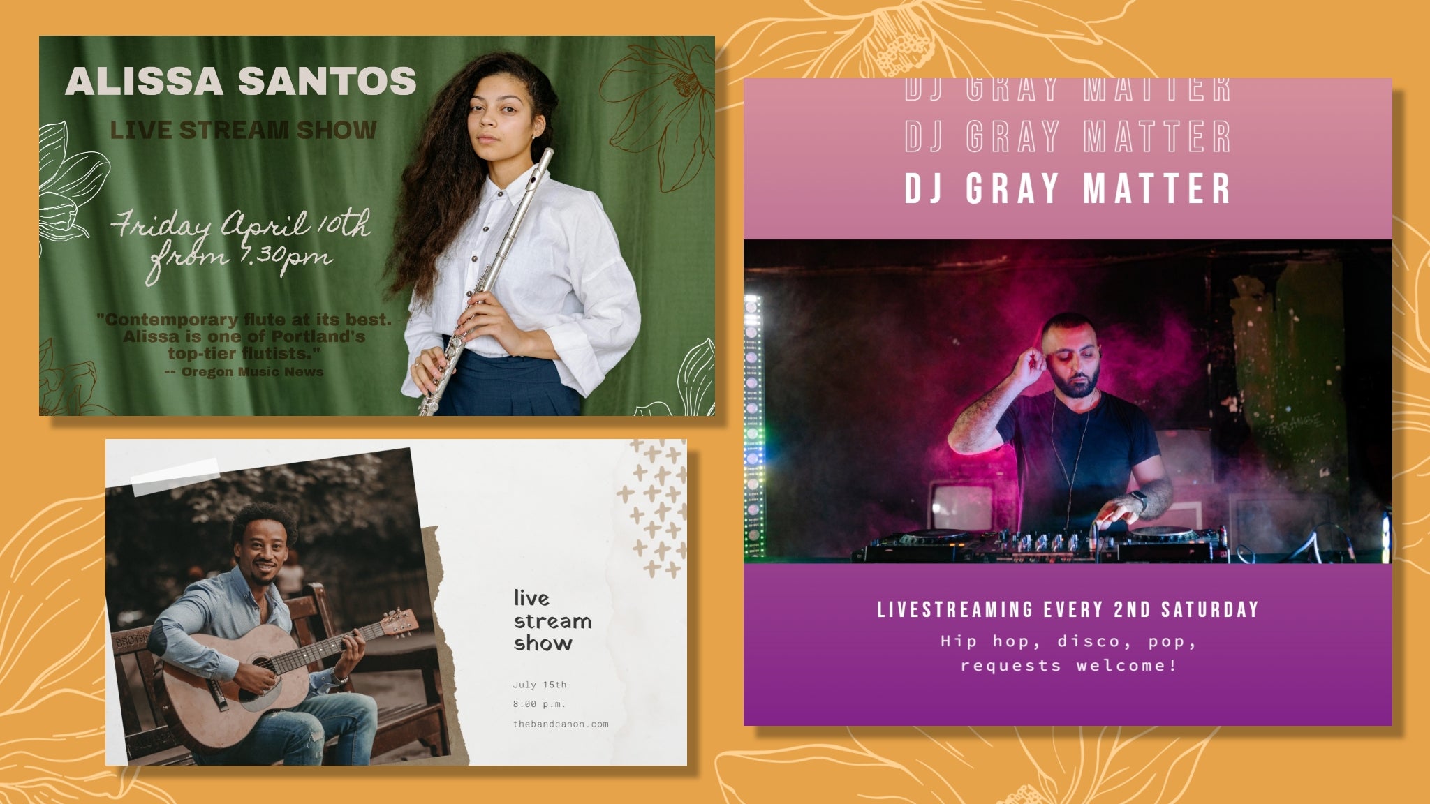 promote a live stream concert with social media templates from BeFunky