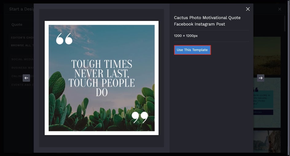customizable instagram quote template by BeFunky