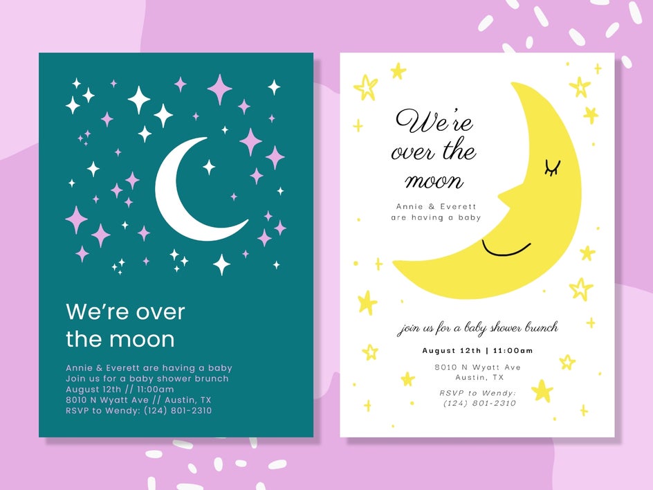 celestial baby shower theme invite templates to customize