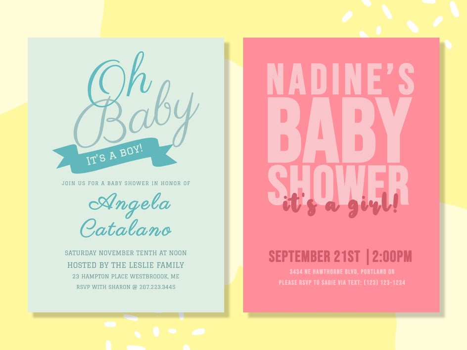 minimalist blue pink baby shower invite templates to customize