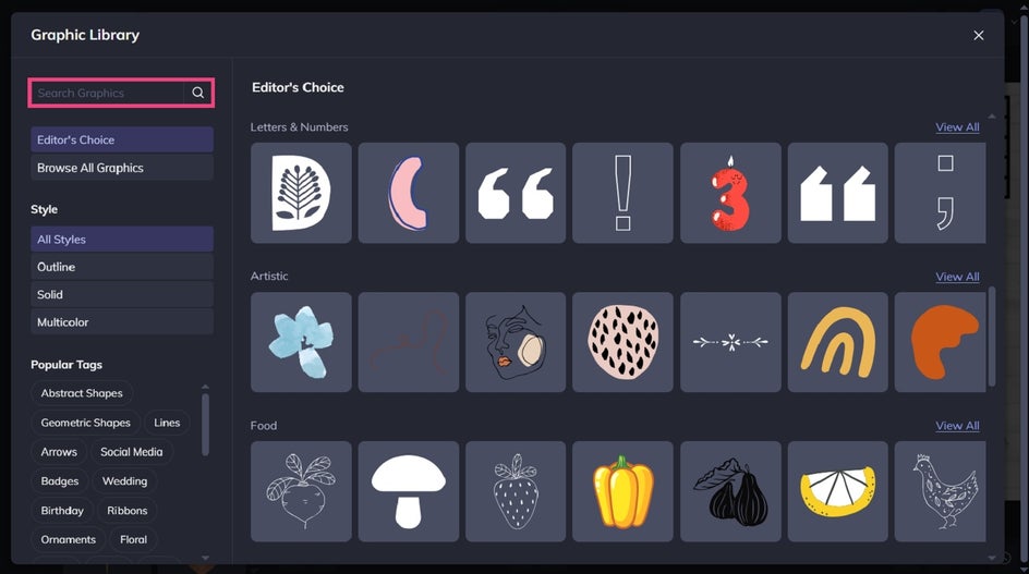 How to search for graphics in BeFunky