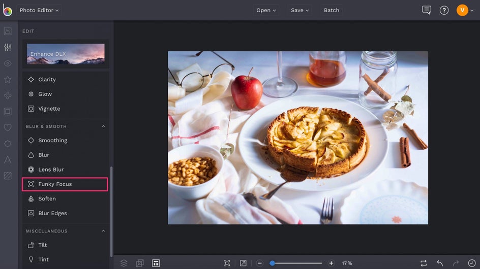 Use the Funky Focus tool to make your food photography subject standout in BeFunky photo editor
