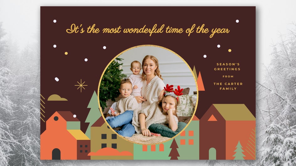 Before: Holiday card template with warm tones