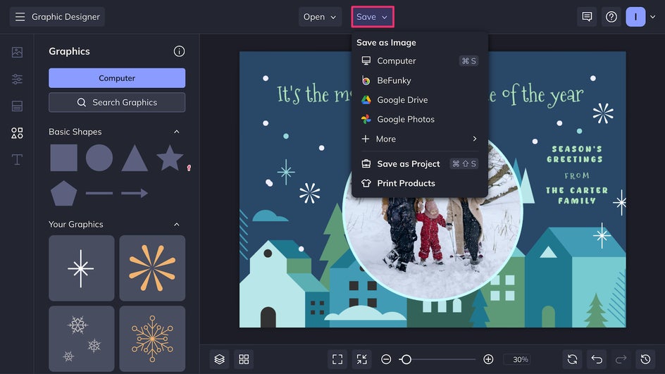 Save final card design to desktop or BeFunky