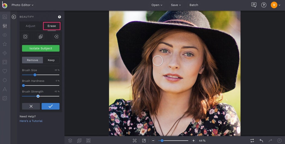 photo retouching with BeFunky