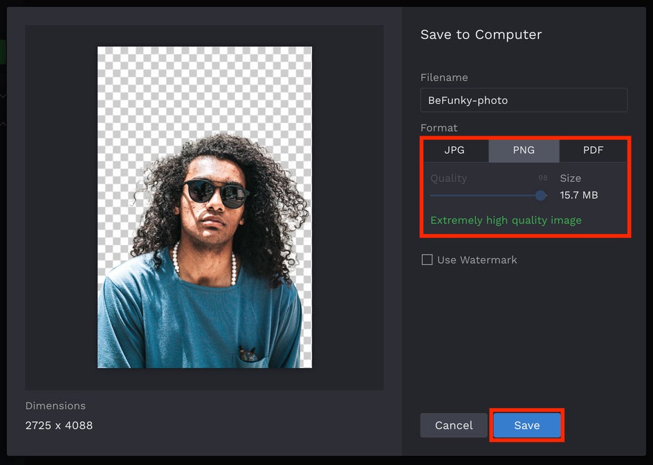 Save to Computer Add Background