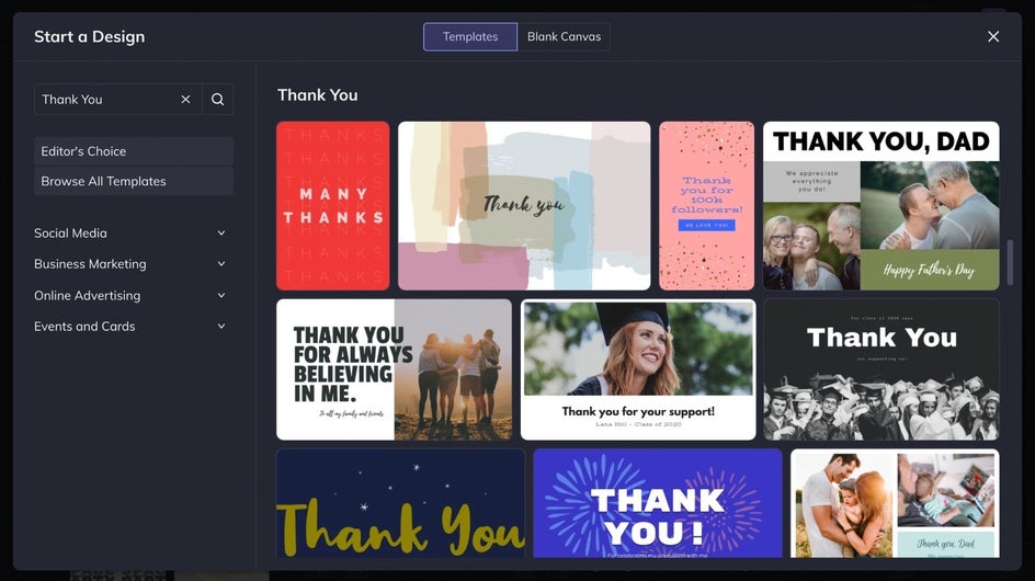 choose a thank you card template