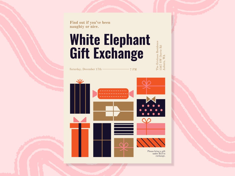 holiday party invites white elephant party