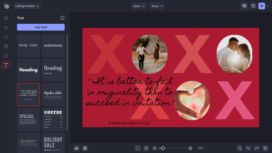 add text to valentines collage