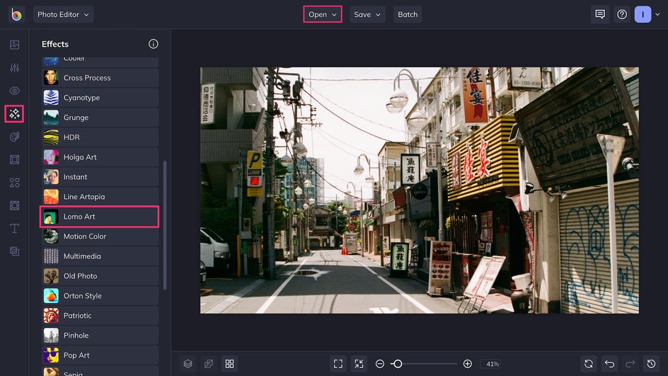 open lomo art effects