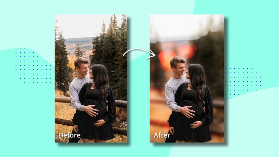 blur background of engagement photos