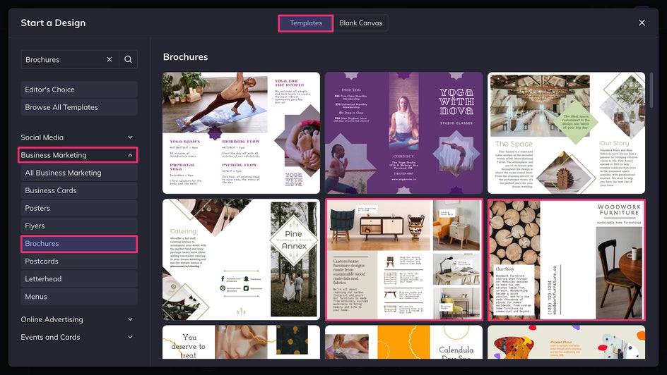 find a brochure template