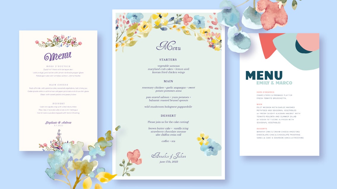 wedding menu featured