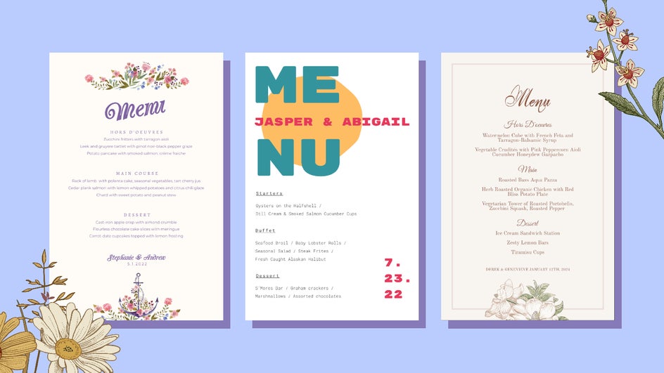 wedding menu intro examples